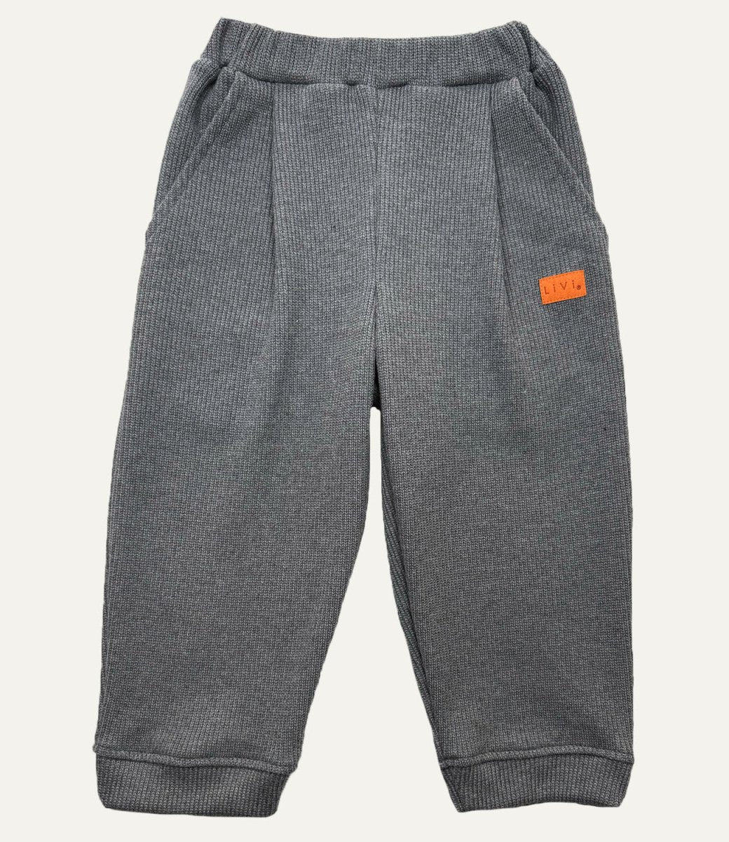 BAGGYHOSE STRICK GRAU MELANGE