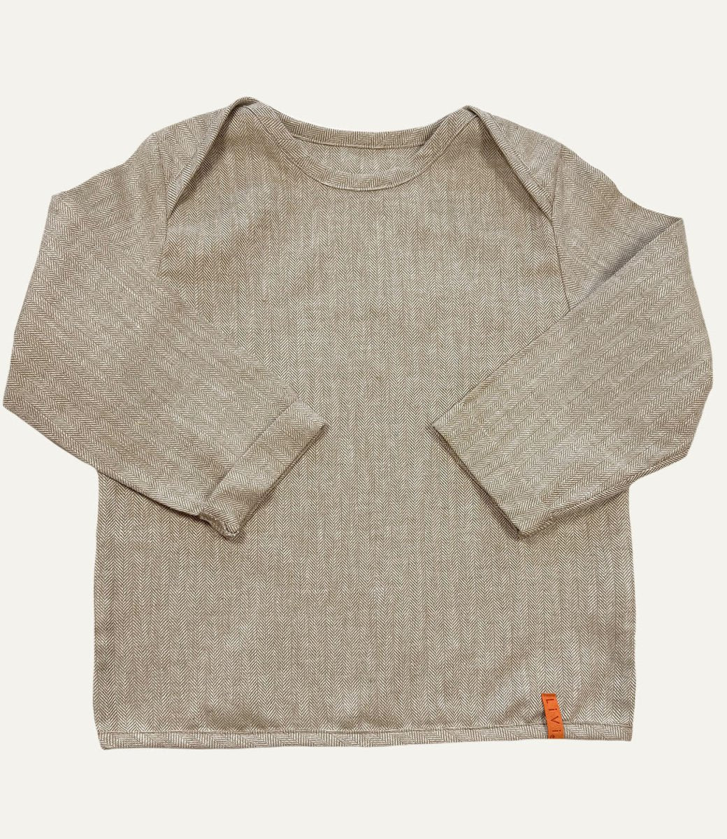 LEINENHEMD BEIGE FISCHGRÄT