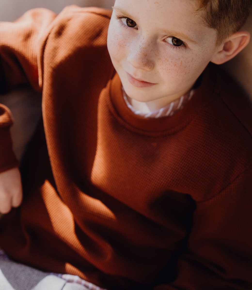 SWEATER WAFFELJERSEY TERRACOTTA