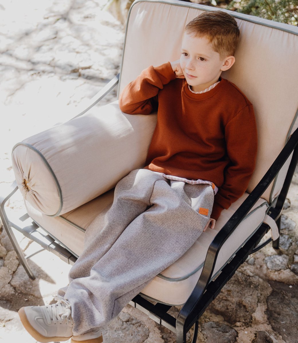 SWEATER WAFFELJERSEY TERRACOTTA