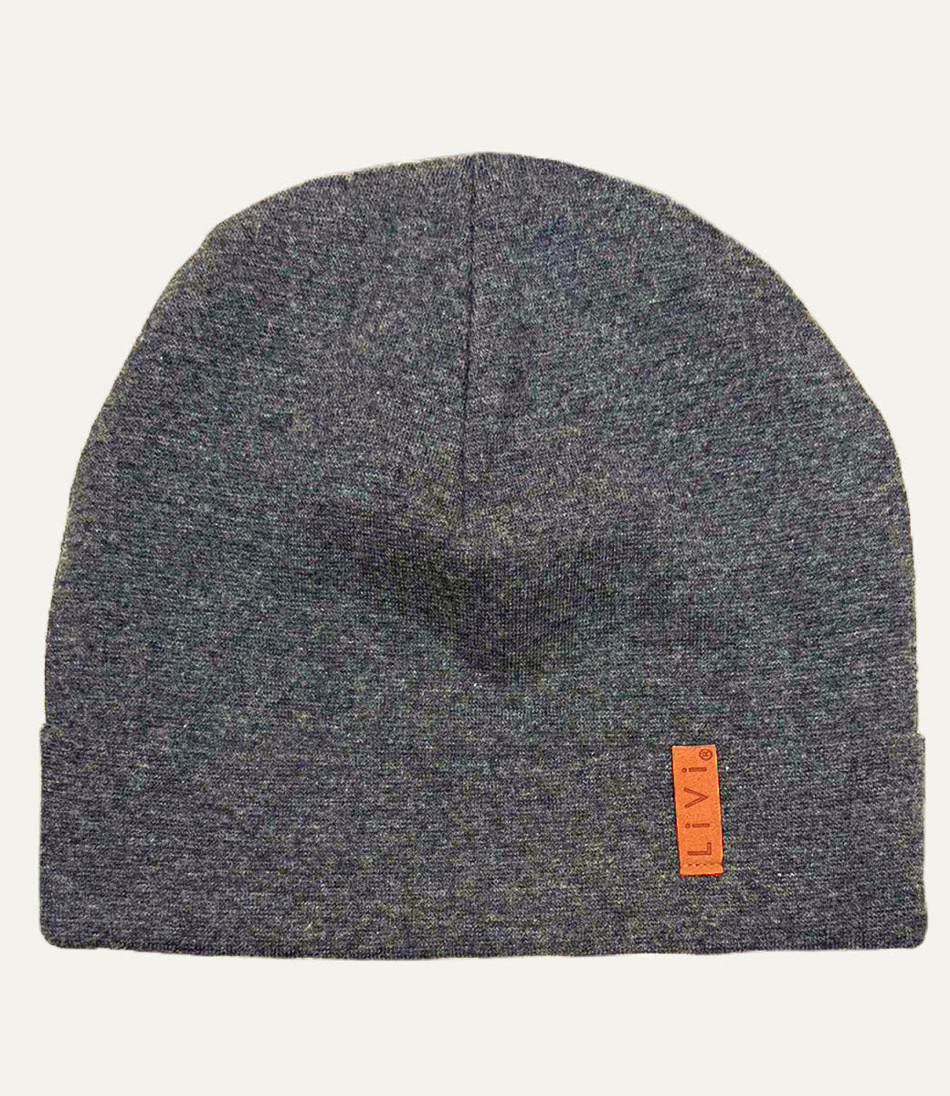 RIB BEANIE GRAU MELIERT