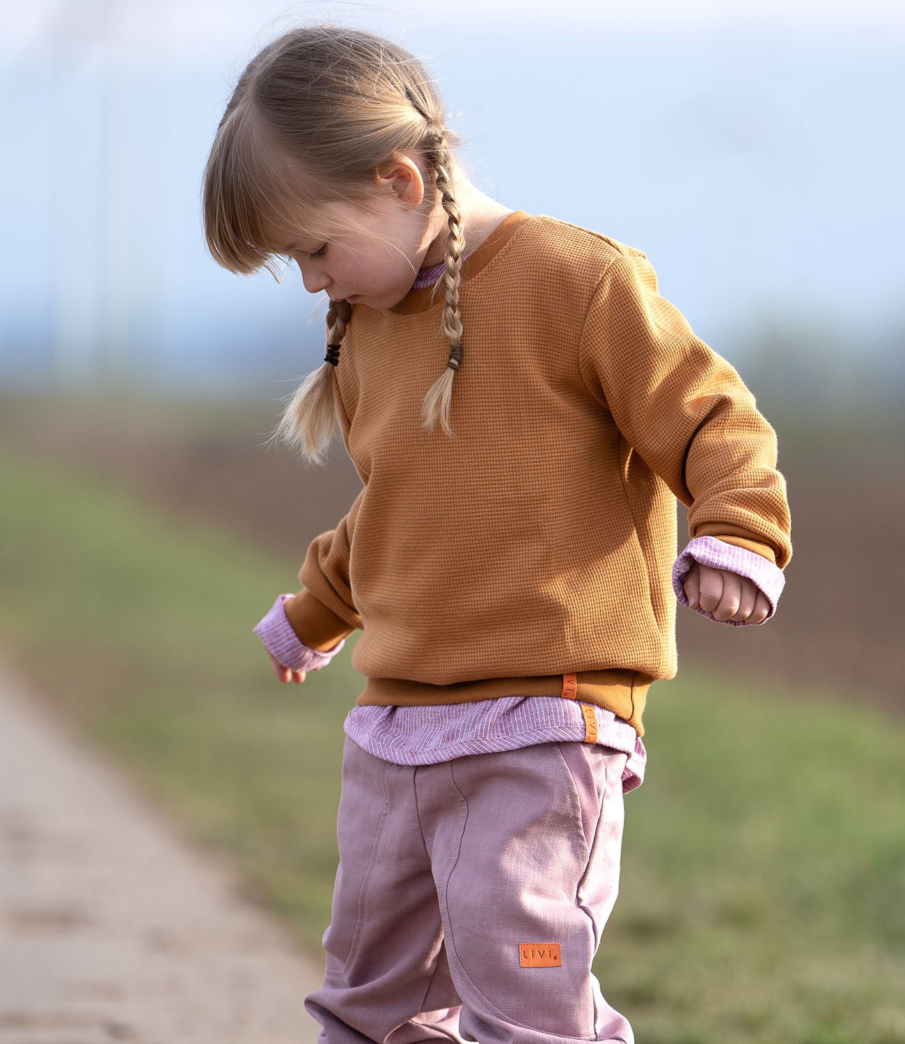 SWEATER WAFFELJERSEY CAMEL