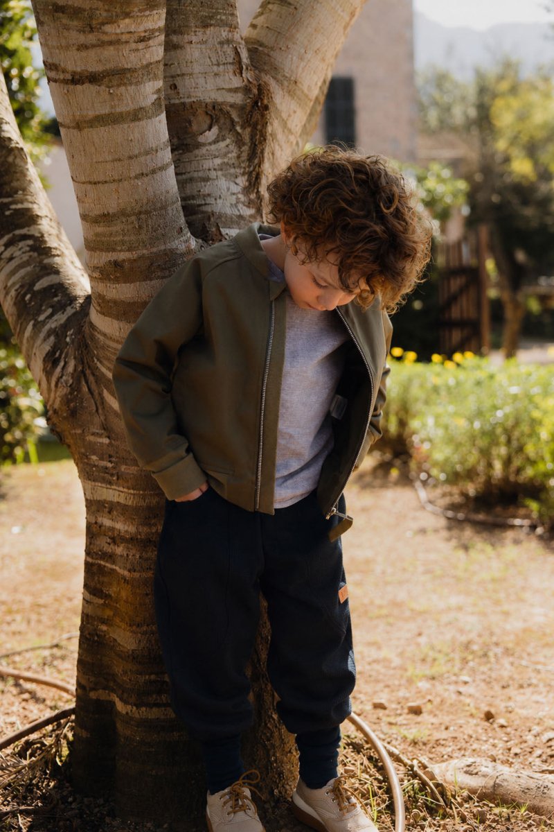 JOGGER WAFFELJERSEY MARINE