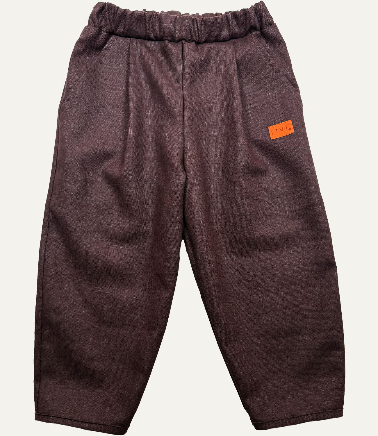 LEINENHOSE BAGGY BRAUN