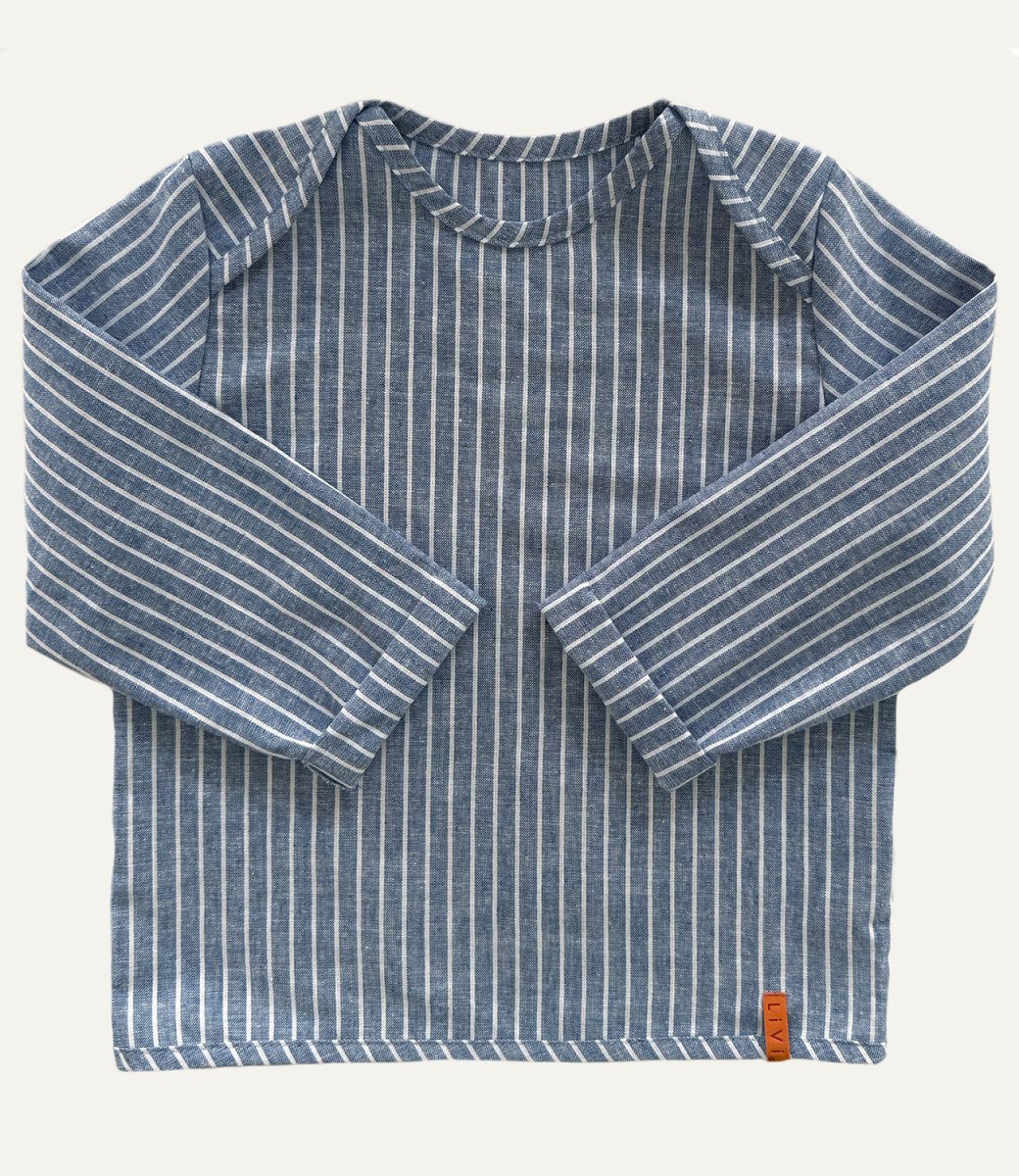 LEINENHEMD JEANSBLAU STRIPES