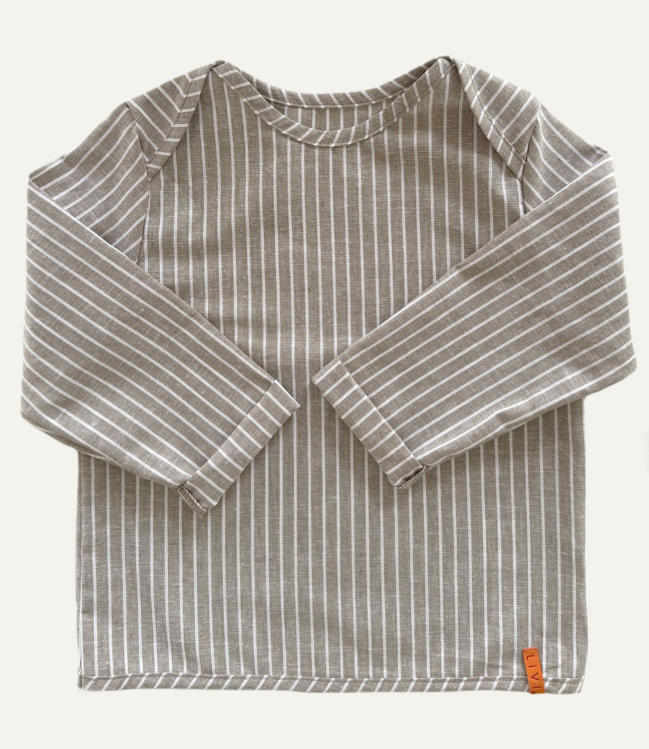 LEINENHEMD KHAKIGRAU STRIPES