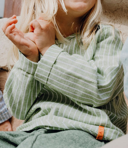 LEINENHEMD GREEN STRIPES