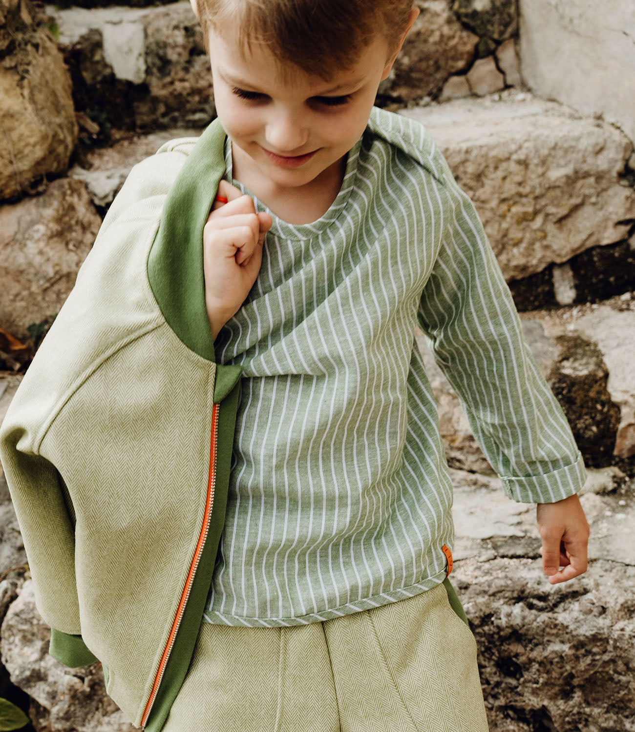 LEINENHEMD GREEN STRIPES