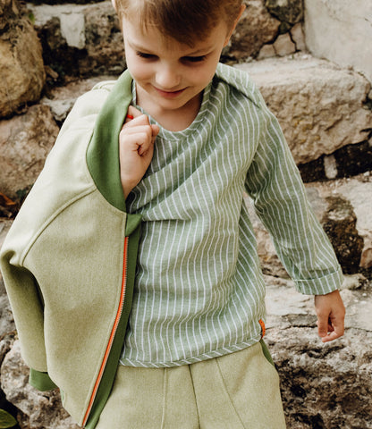 LEINENHEMD GREEN STRIPES
