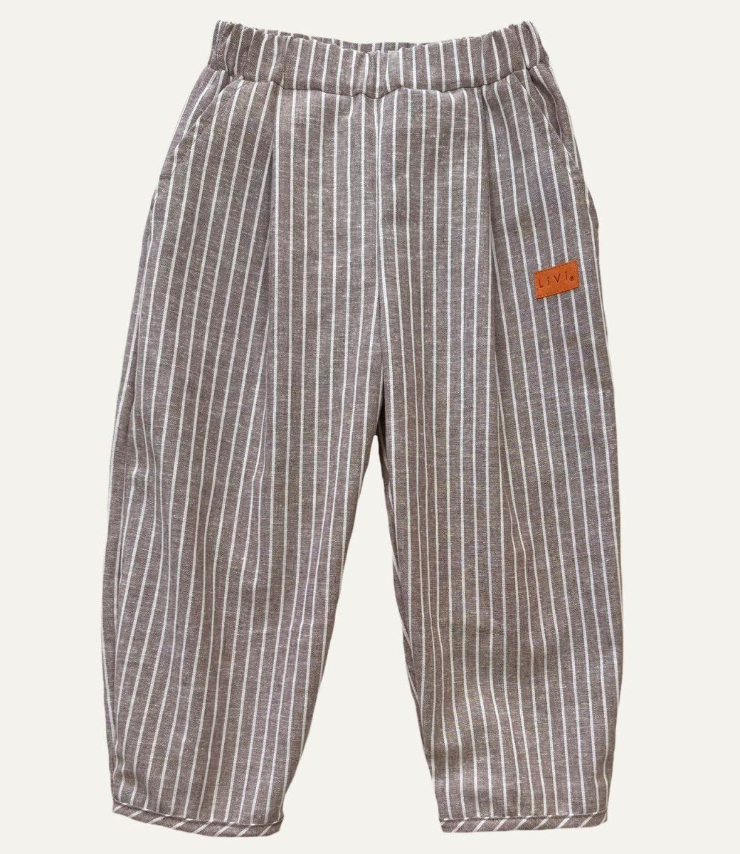 LEINENHOSE BAGGY BRAUN STRIPES