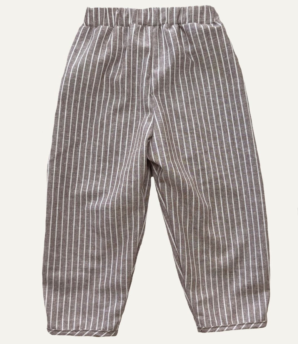 LEINENHOSE BAGGY BRAUN STRIPES