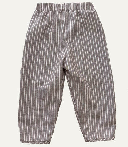 LEINENHOSE BAGGY BRAUN STRIPES