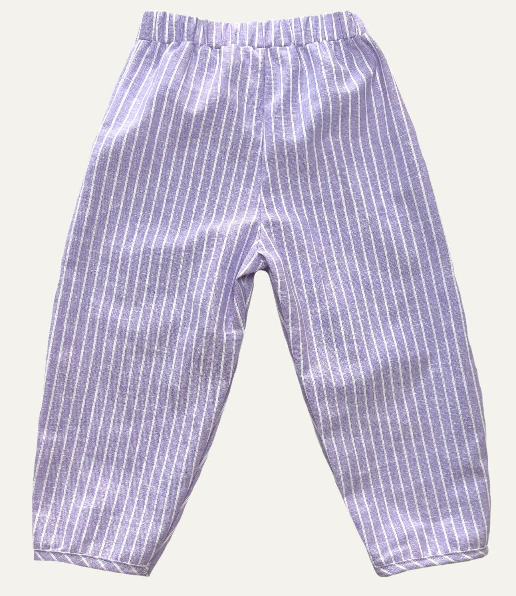 LEINENHOSE BAGGY FLIEDER STRIPES