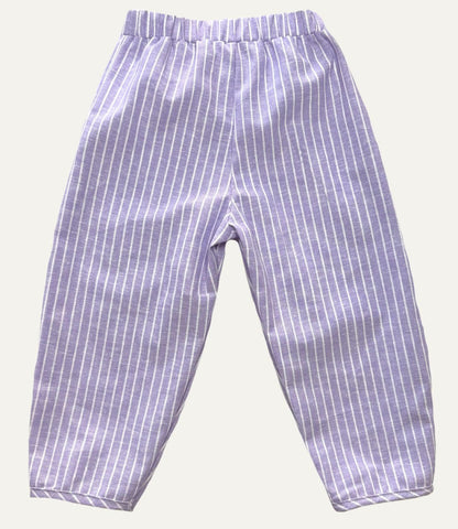 LEINENHOSE BAGGY FLIEDER STRIPES
