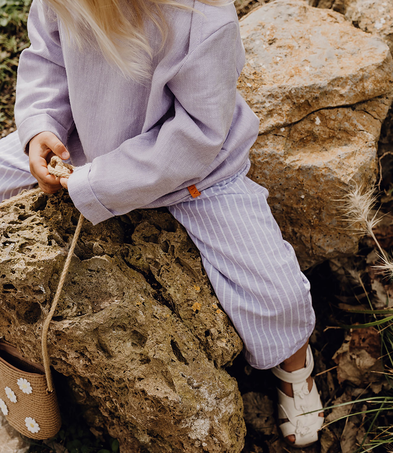 LEINENHOSE BAGGY FLIEDER STRIPES