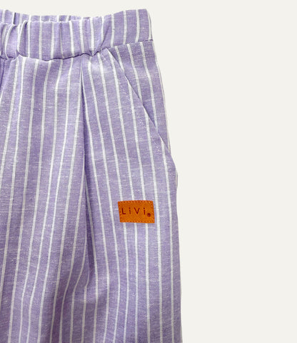 LEINENHOSE BAGGY FLIEDER STRIPES