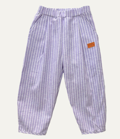 LEINENHOSE BAGGY FLIEDER STRIPES