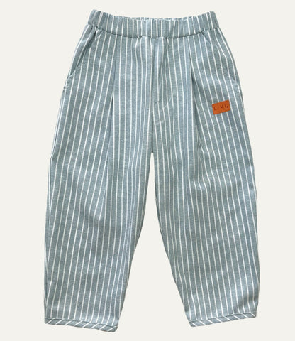 LEINENHOSE BAGGY GRAUBLAU STRIPES