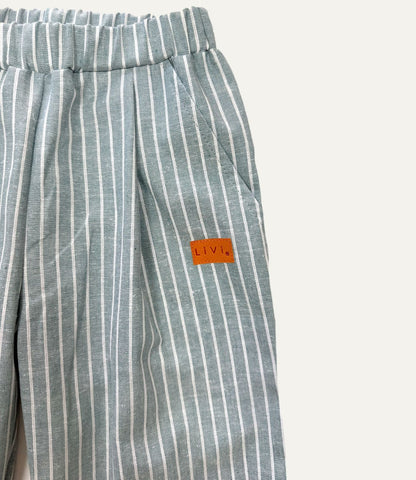 LEINENHOSE BAGGY GRAUBLAU STRIPES