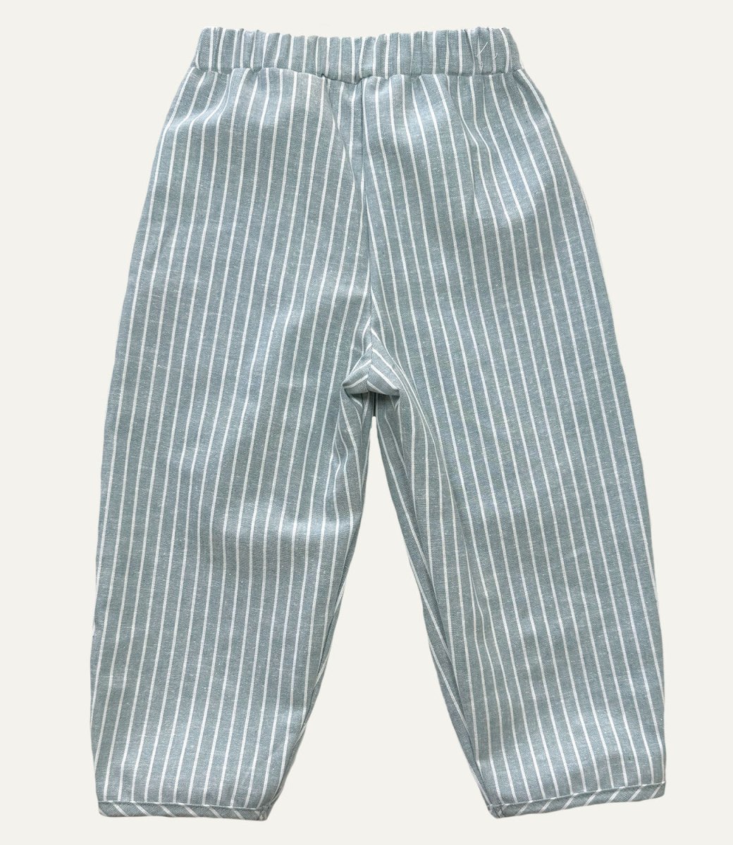 LEINENHOSE BAGGY GRAUBLAU STRIPES