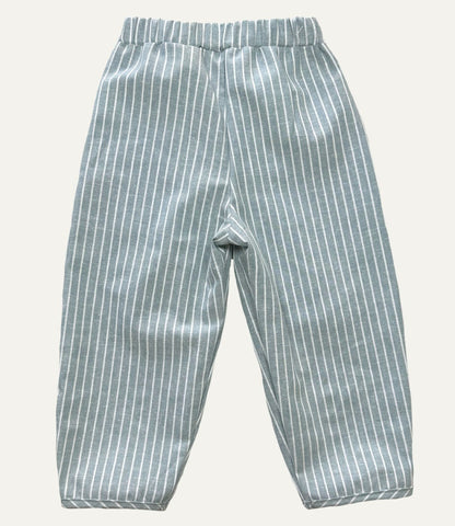 LEINENHOSE BAGGY GRAUBLAU STRIPES