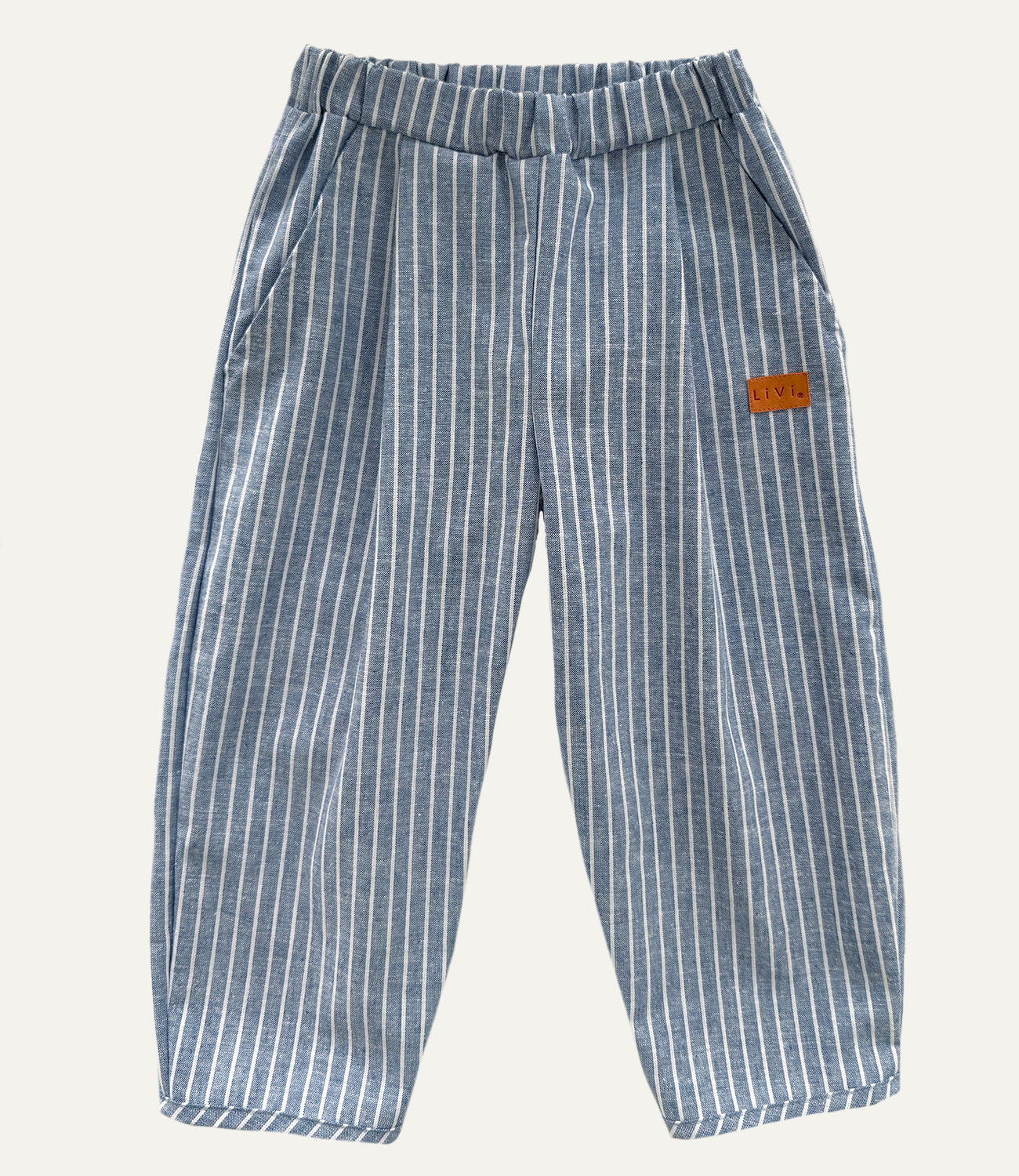 LEINENHOSE BAGGY JEANSBLAU STRIPES