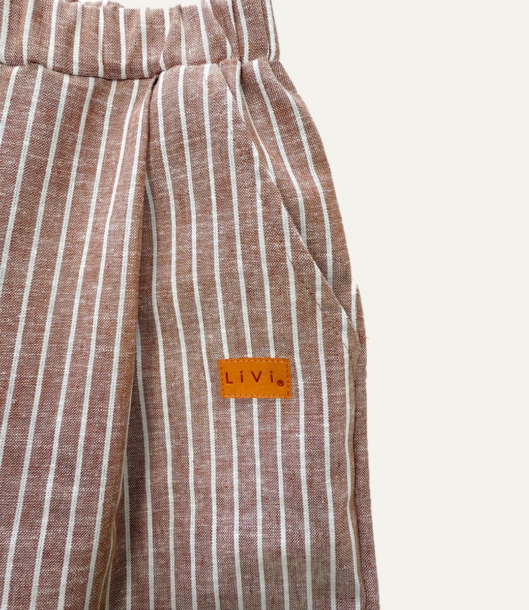 LEINENHOSE BAGGY ZIEGEL STRIPES
