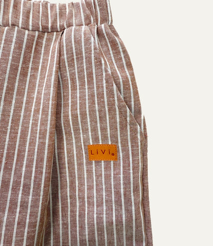 LEINENHOSE BAGGY ZIEGEL STRIPES