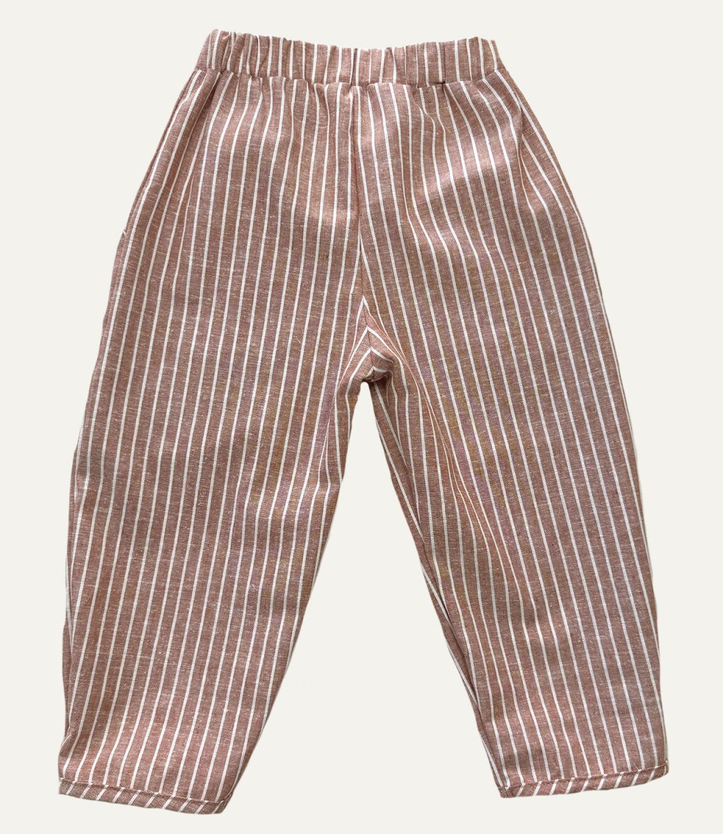 LEINENHOSE BAGGY ZIEGEL STRIPES