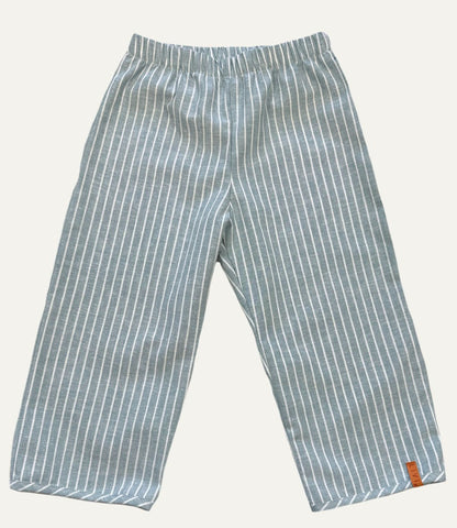 LEINENHOSE LANG GRAUBLAU STRIPES