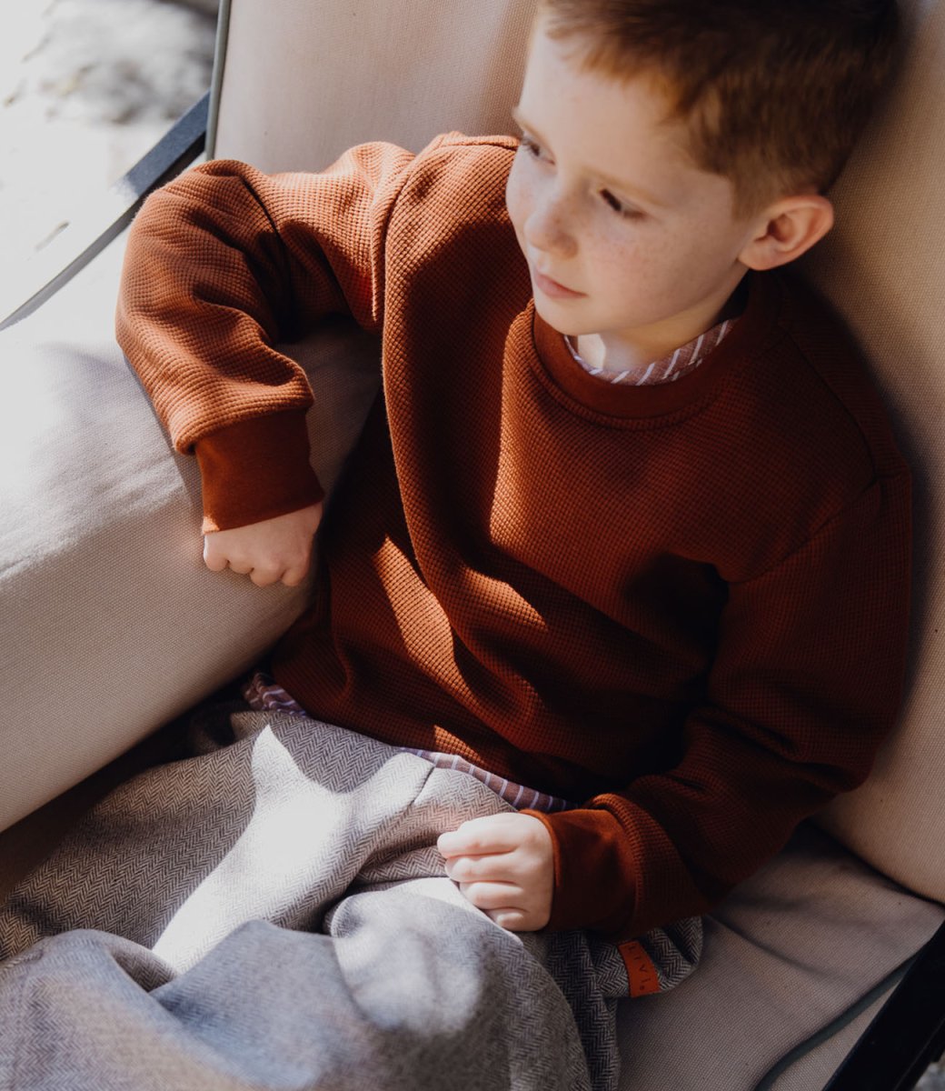SWEATER WAFFELJERSEY TERRACOTTA
