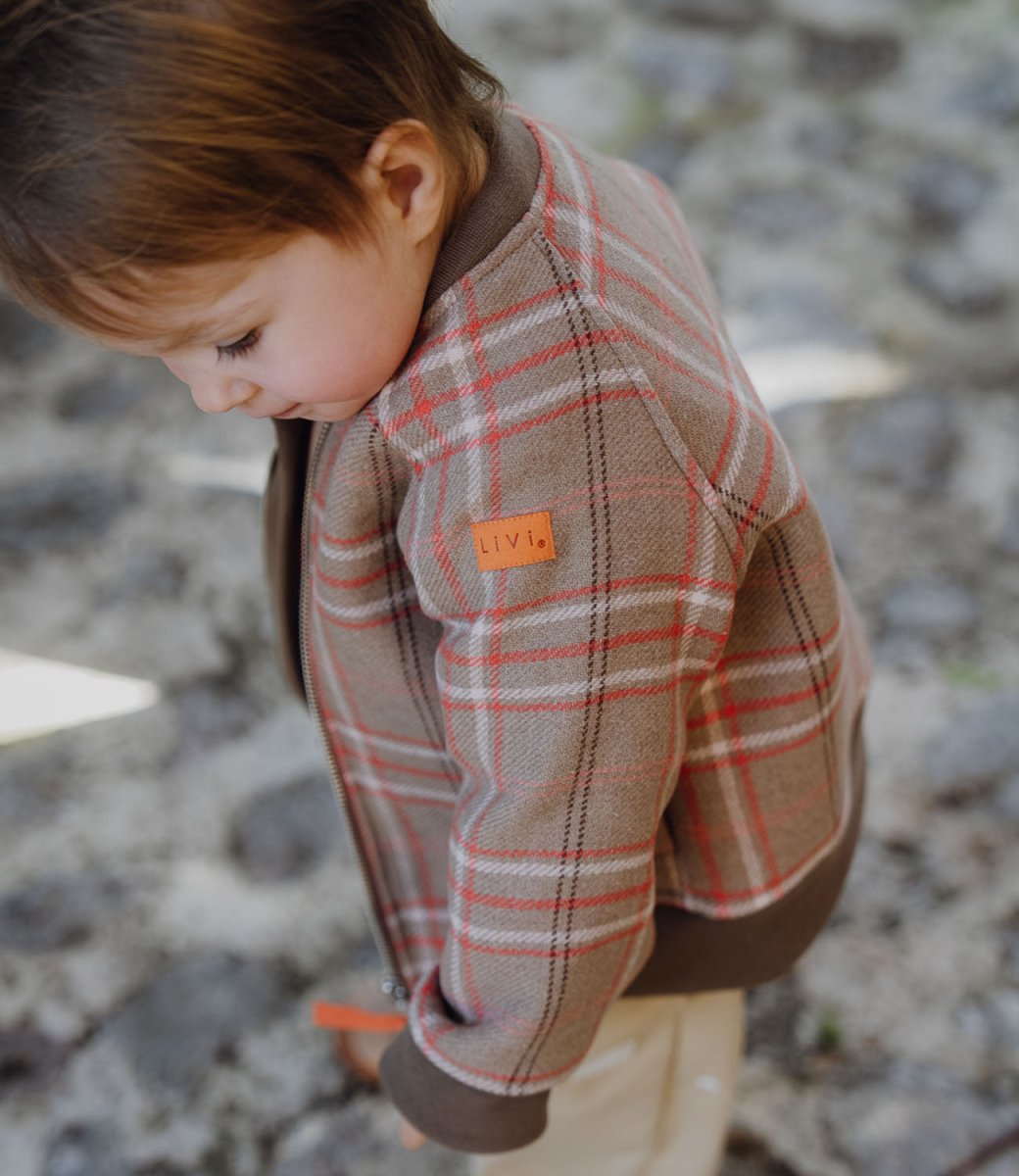 BOMBERJACKE AUS WOLLE KARO STONE