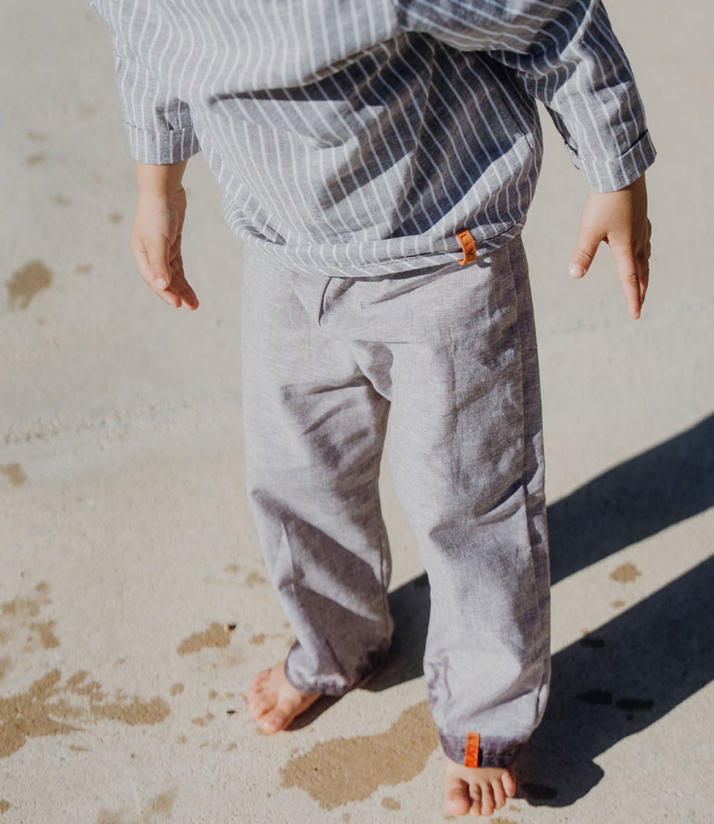 LEINENHOSE LANG BRAUN UNI
