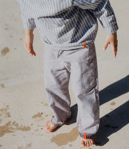 LEINENHOSE LANG BRAUN UNI