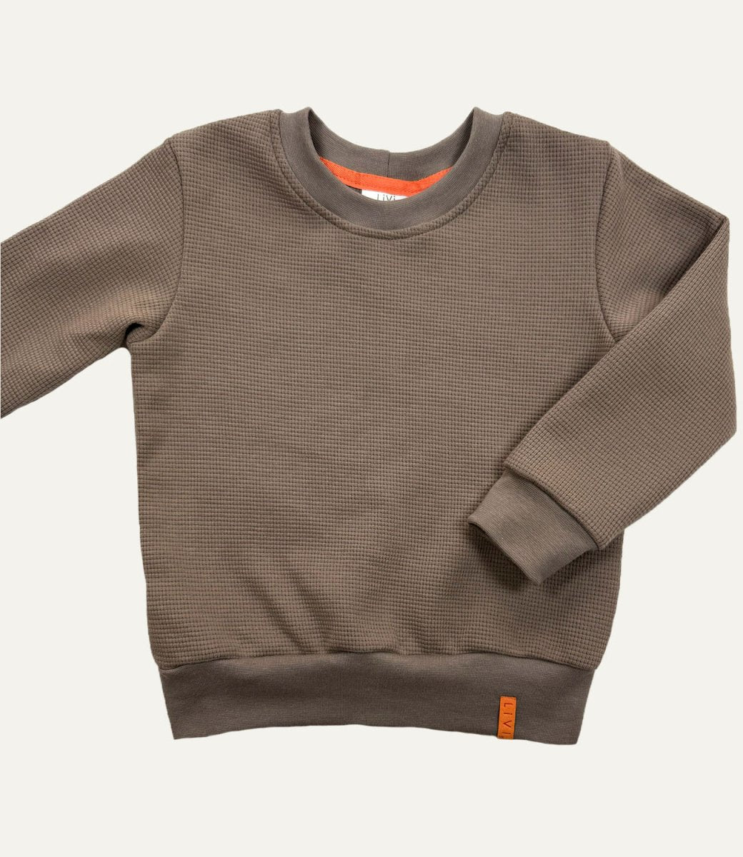 SWEATER WAFFELJERSEY MANDEL