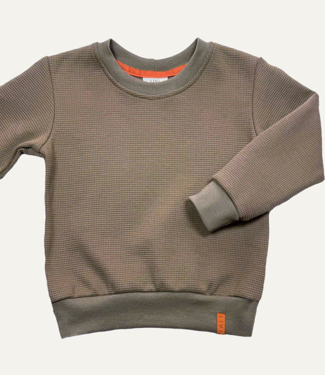 SWEATER WAFFELJERSEY MANDEL
