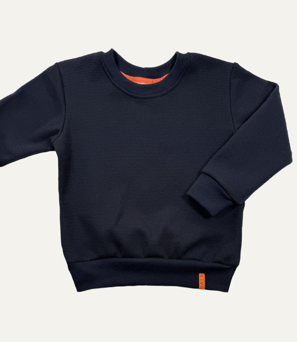 SWEATER WAFFELJERSEY MARINE